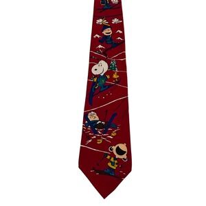 Vintage Peanuts Skiing Tie‎ 3.75"x56" – Snoopy & Charlie Brown | NOS w/ Tags
